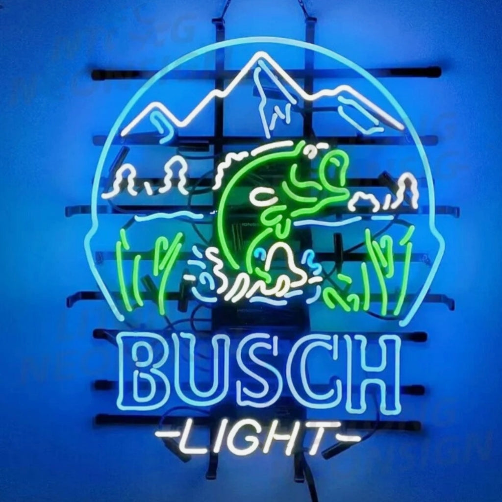 Fishing Bass Fish&Busch Light Neon Signs