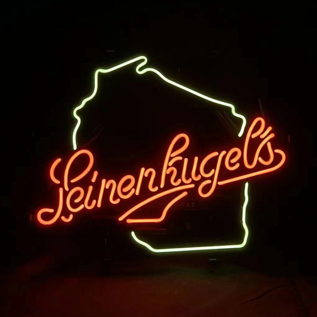 Leinenkugels Beer with Wisconsin Map Neon Signs