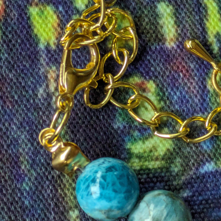 Blue Apatite and Moonstone BOHO Bracelet - Orion's Oasis Designs
