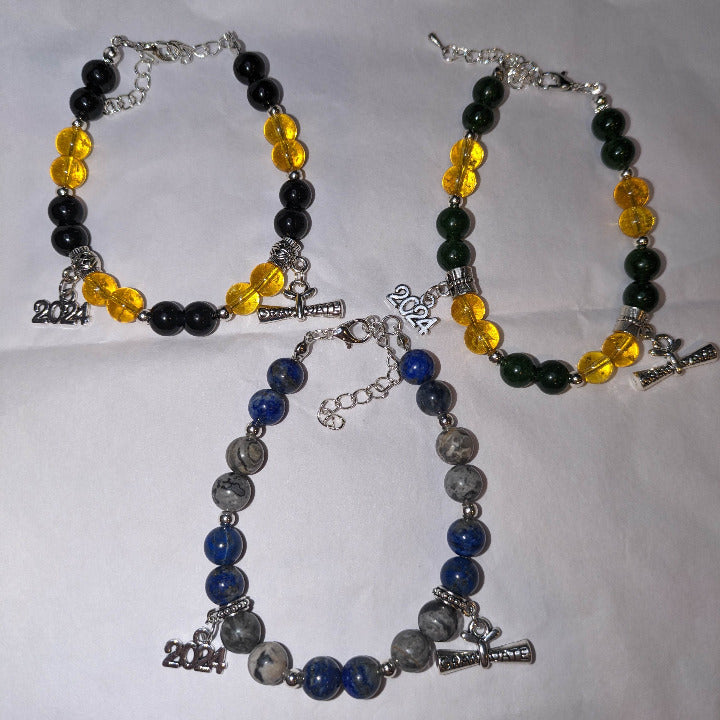 Graduation Custom Bracelet Your School Colors Ages 6 years and above, Girls, and Boys - Orion's Oasis Designs