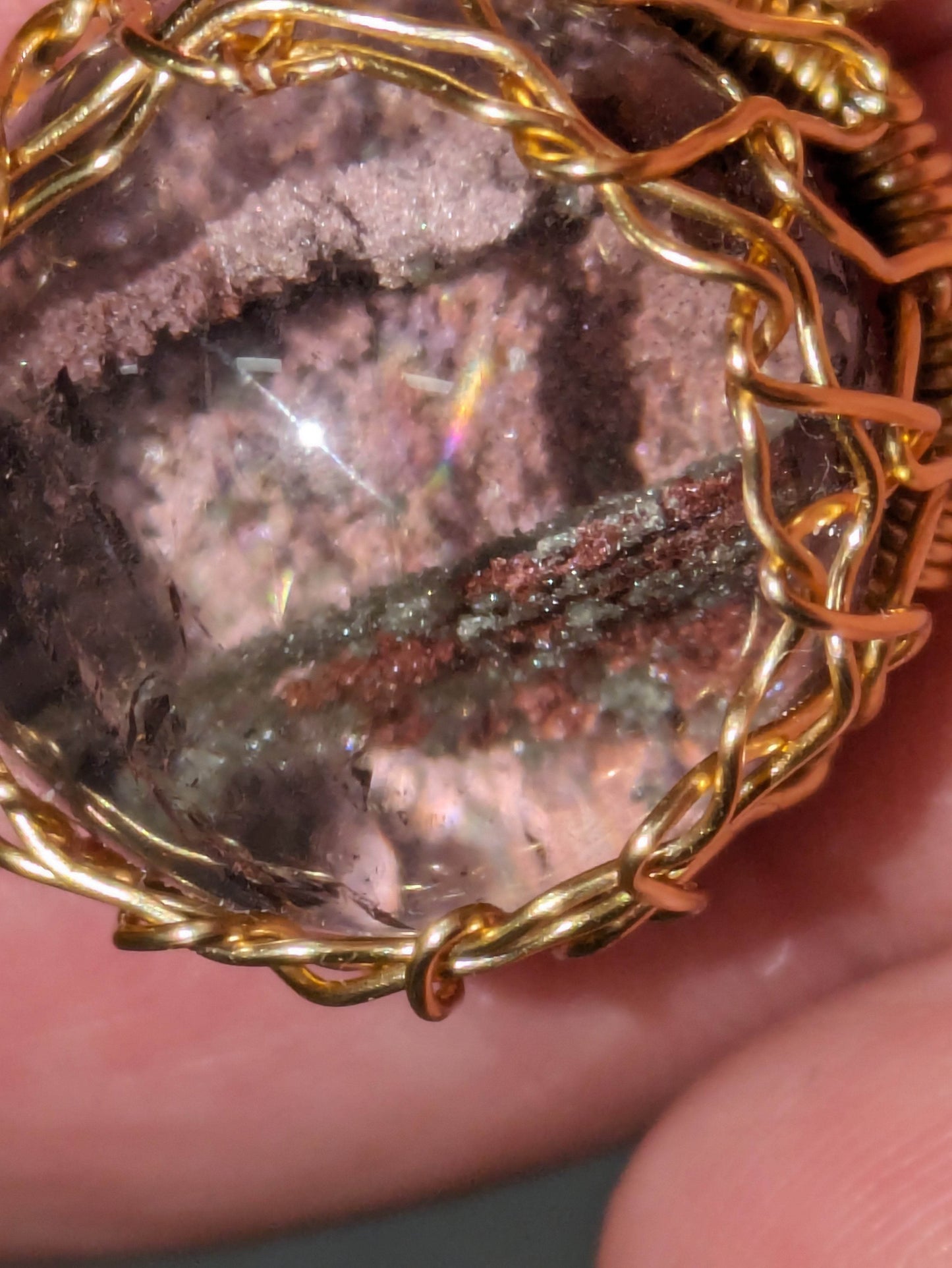 Clear Garden Quartz Pendant - One of a kind custom made Lodolite Phantom Garden Inclusion Quartz - Orion's Oasis Designs