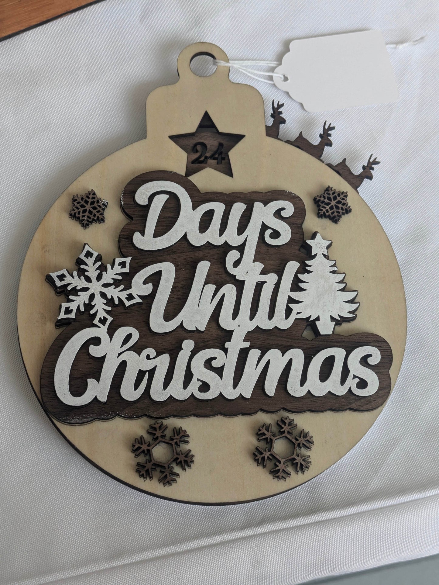 Count Down to Christmas Laser Engraved 6 inch across and 7 inches tall. - Orion's Oasis Designs