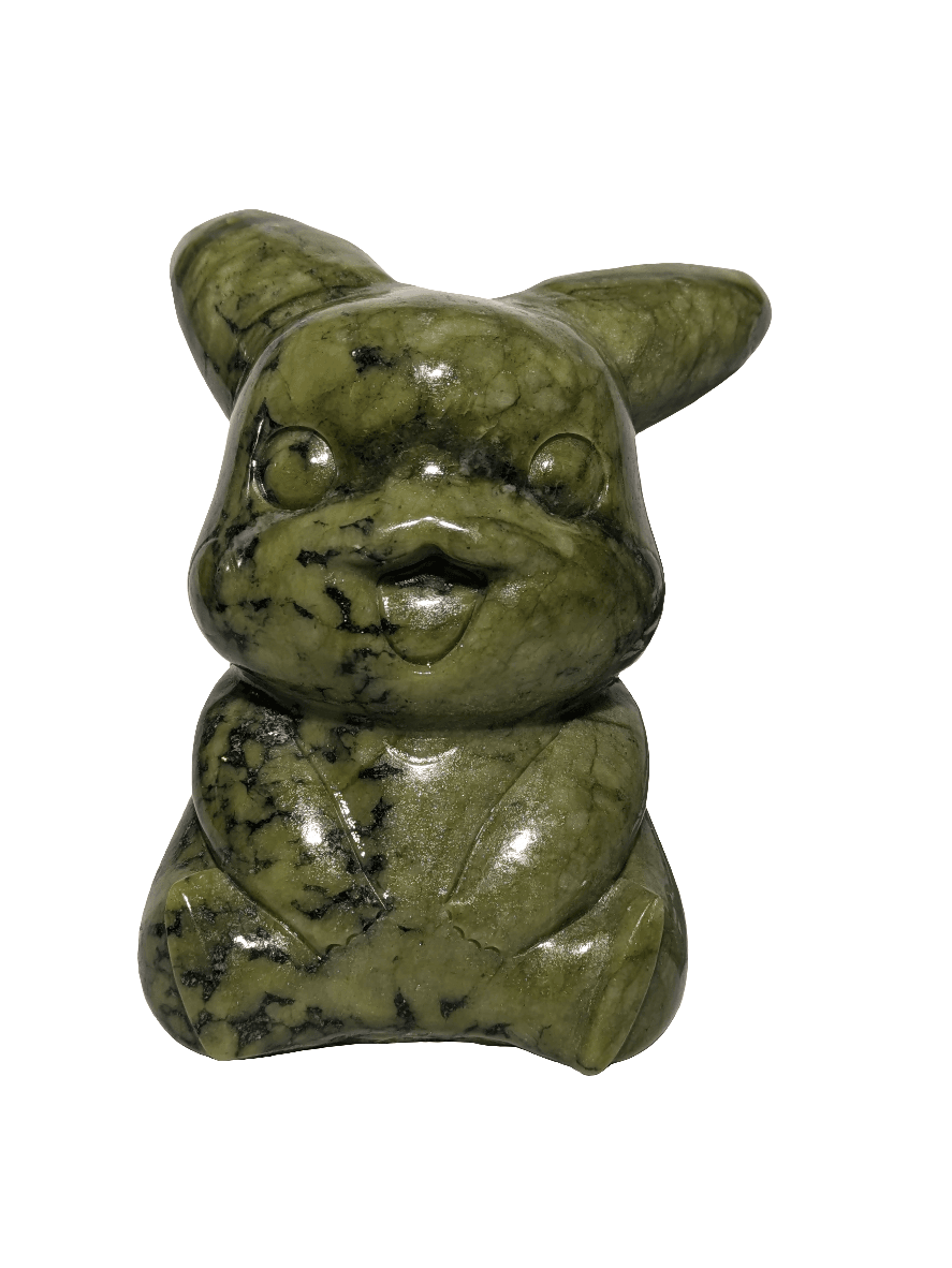 Green Jade Pikachu Carving - Orion's Oasis Designs