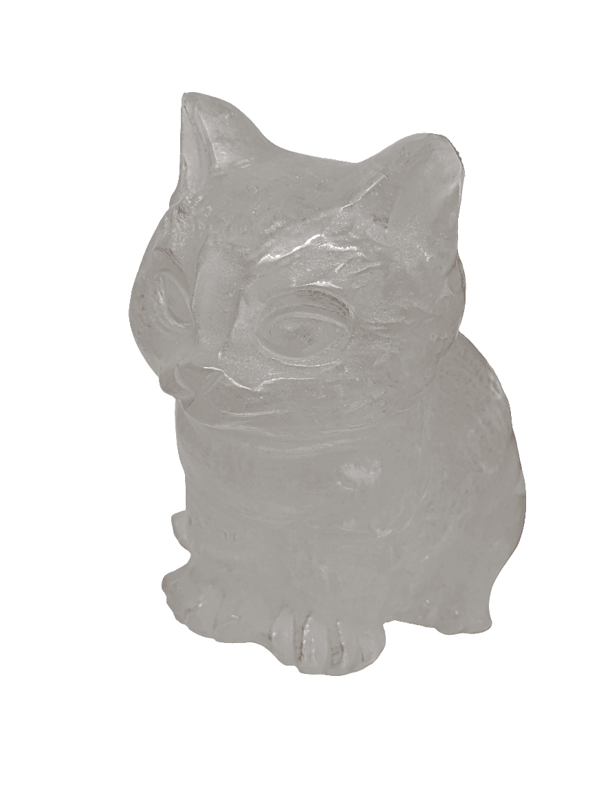 Clear Quartz Kitty Cat Carving - Orion's Oasis Designs