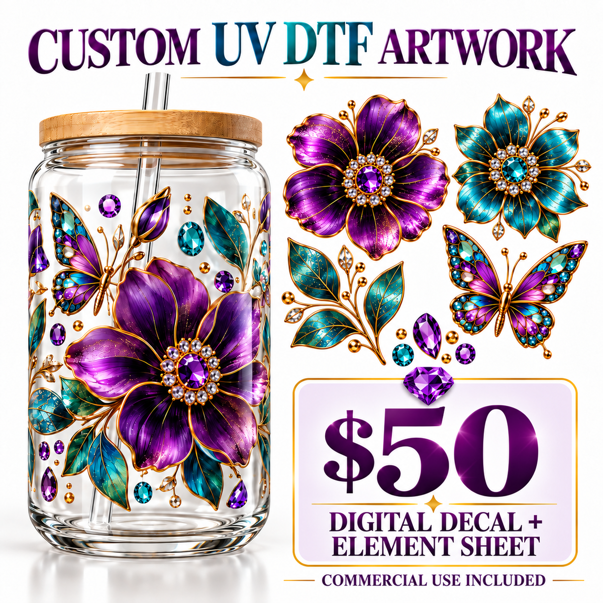 InHouse Crafted UV DTF Digital Artwork Digital Design by our own Artists