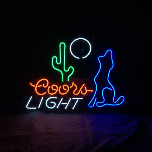 Cactus Moon Wolf Coyote Coors Light Beer Neon Signs