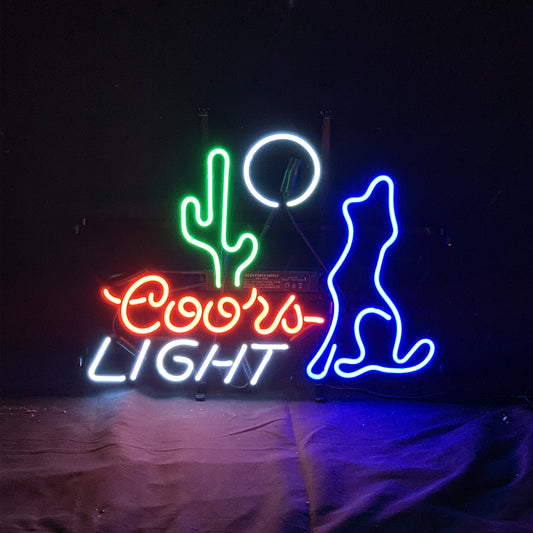 Cactus Moon Wolf Coyote Coors Light Beer Neon Signs