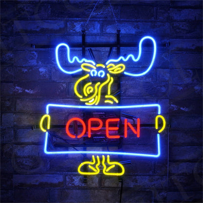 Christmas Elk Deer Open Neon Signs Light