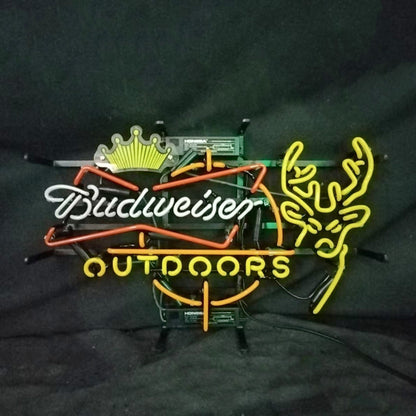 Budweiser Outdoors Deer with Crown Neon Signs