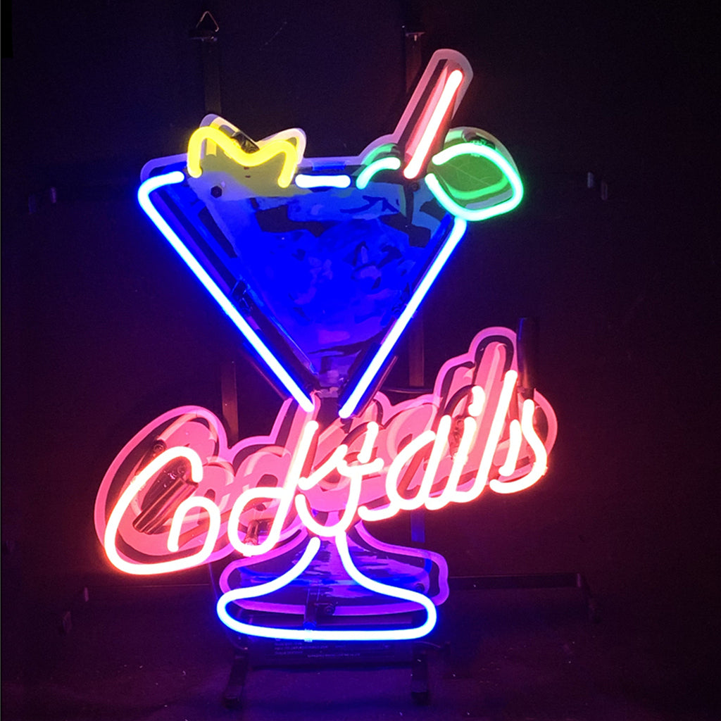 Ice Cocktails with Martini Cup Neon Signs