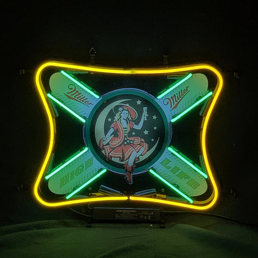 Miller Lite High Life Girl Lager Neon Sign Light