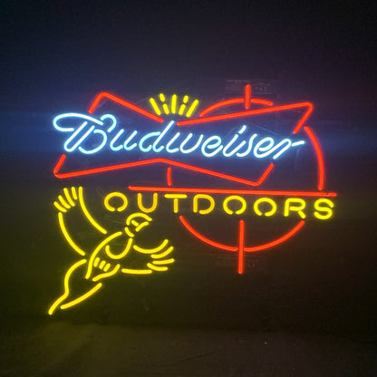 Outdoors Pheasant Budweiser with Crown Neon Light Sign