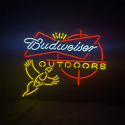 Outdoors Pheasant Budweiser with Crown Neon Light Sign