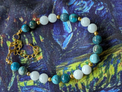 Blue Apatite and Moonstone BOHO Bracelet