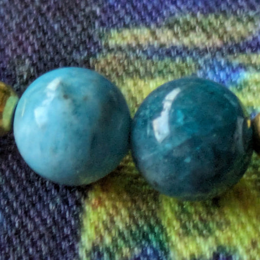 Blue Apatite and Moonstone BOHO Bracelet - Orion's Oasis Designs 