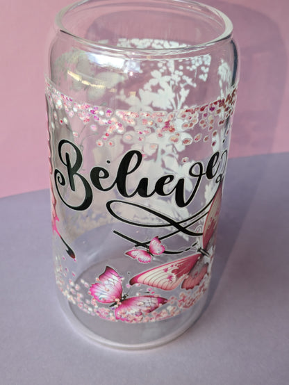 Believe 16 Ounce Libby Glass Can for hot or cold drinks