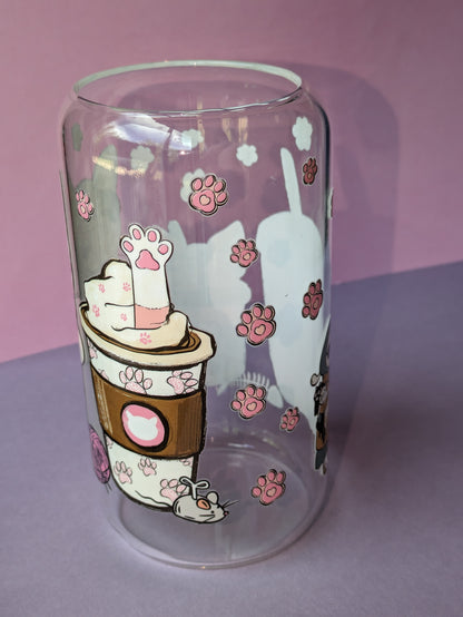 Cat Mom 16 Ounce Libby Glass Can for hot or cold drinks