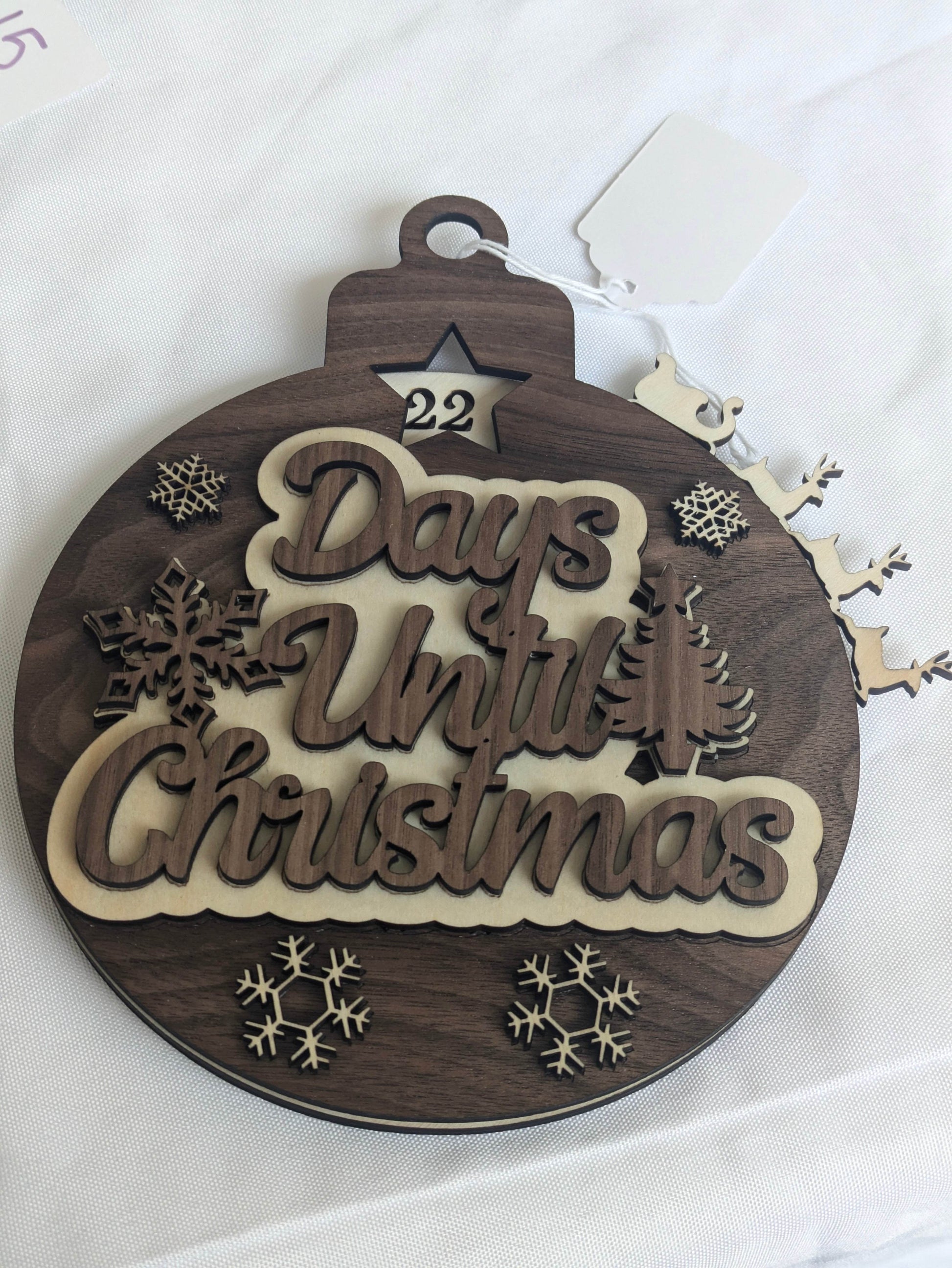 Count Down to Christmas Laser Engraved 6 inch across and 7 inches tall. - Orion's Oasis Designs 