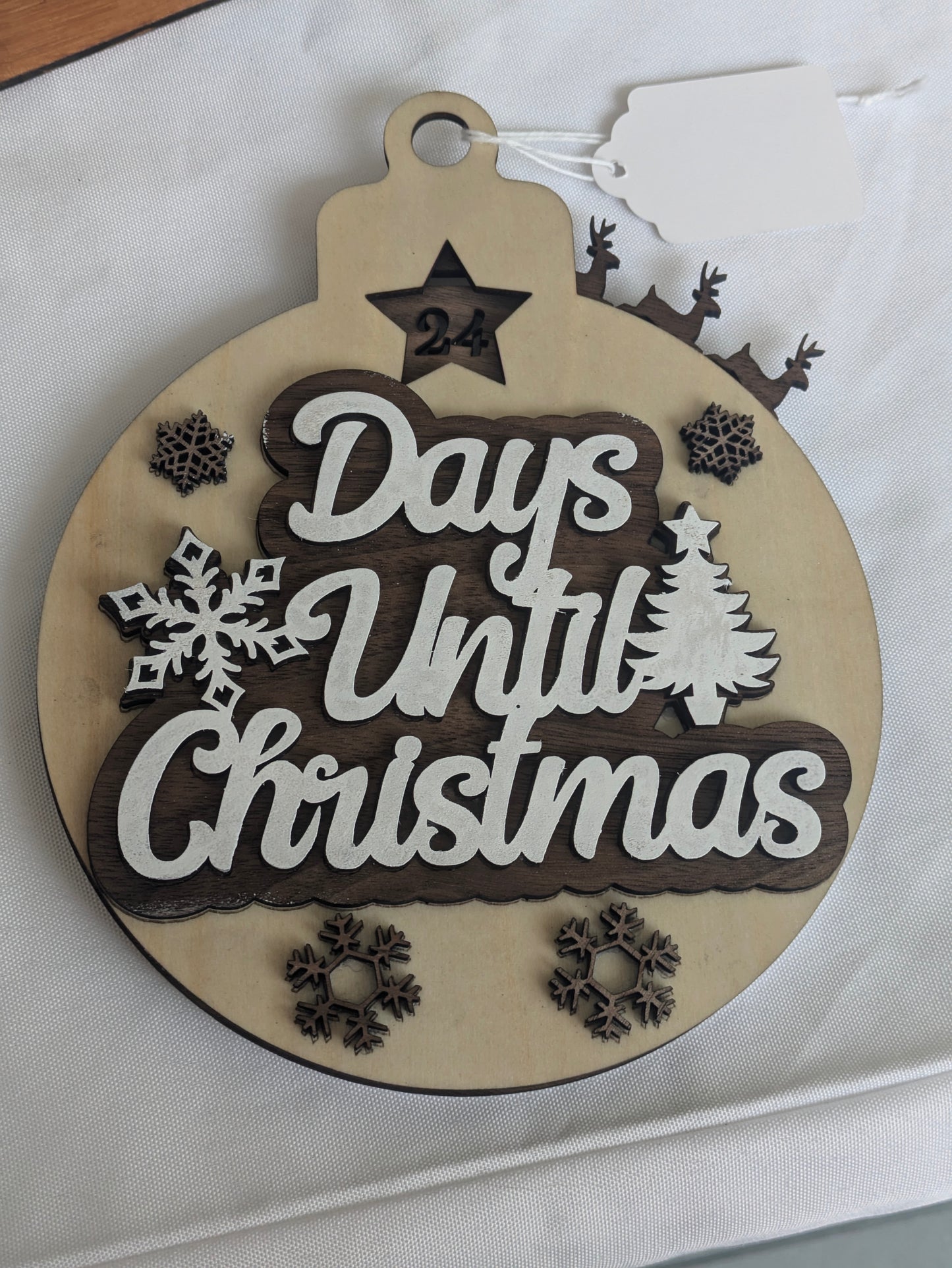 Count Down to Christmas Laser Engraved 6 inch across and 7 inches tall.