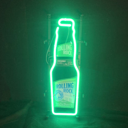 Rollin Rock Bee with Bottle Neon Sign Light