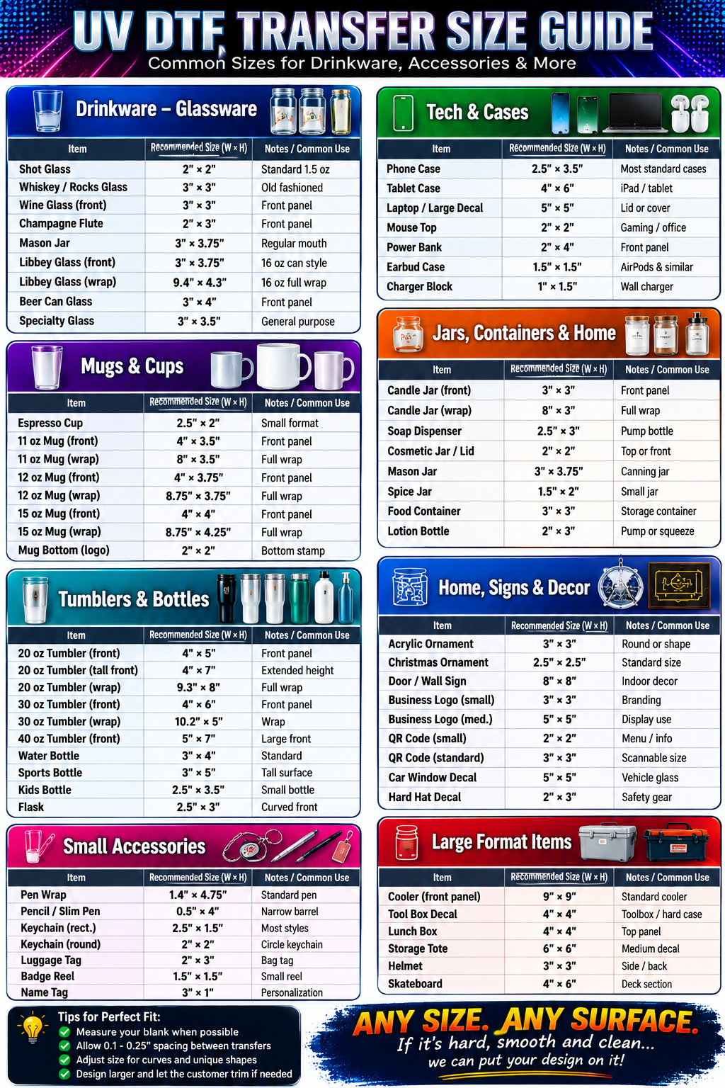 Custom UV DTF Transfer Sticker Sheet, 11.75" x Up to 26"
