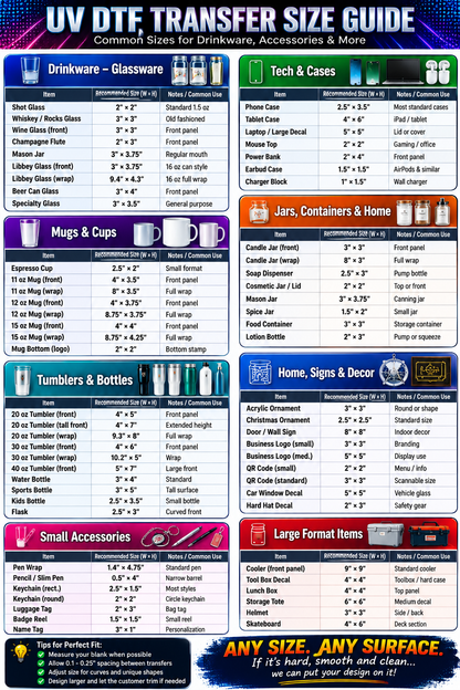 Custom UV DTF Transfer Sticker Sheet, 11.75" x Up to 26"