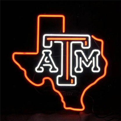 Texas Map with ATM Neon Signs Light