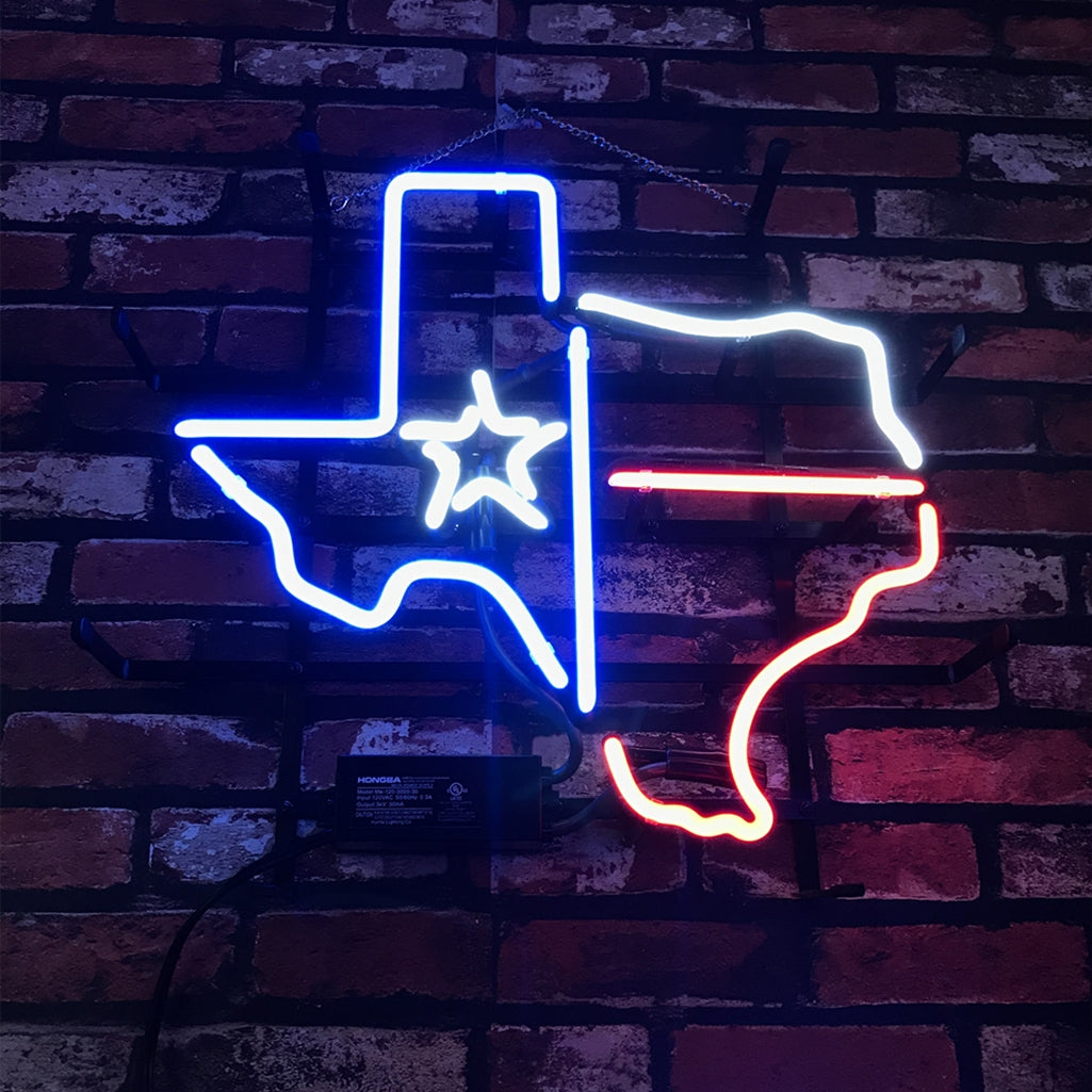 Texas Map with Lone Star Beer Neon Signs Light