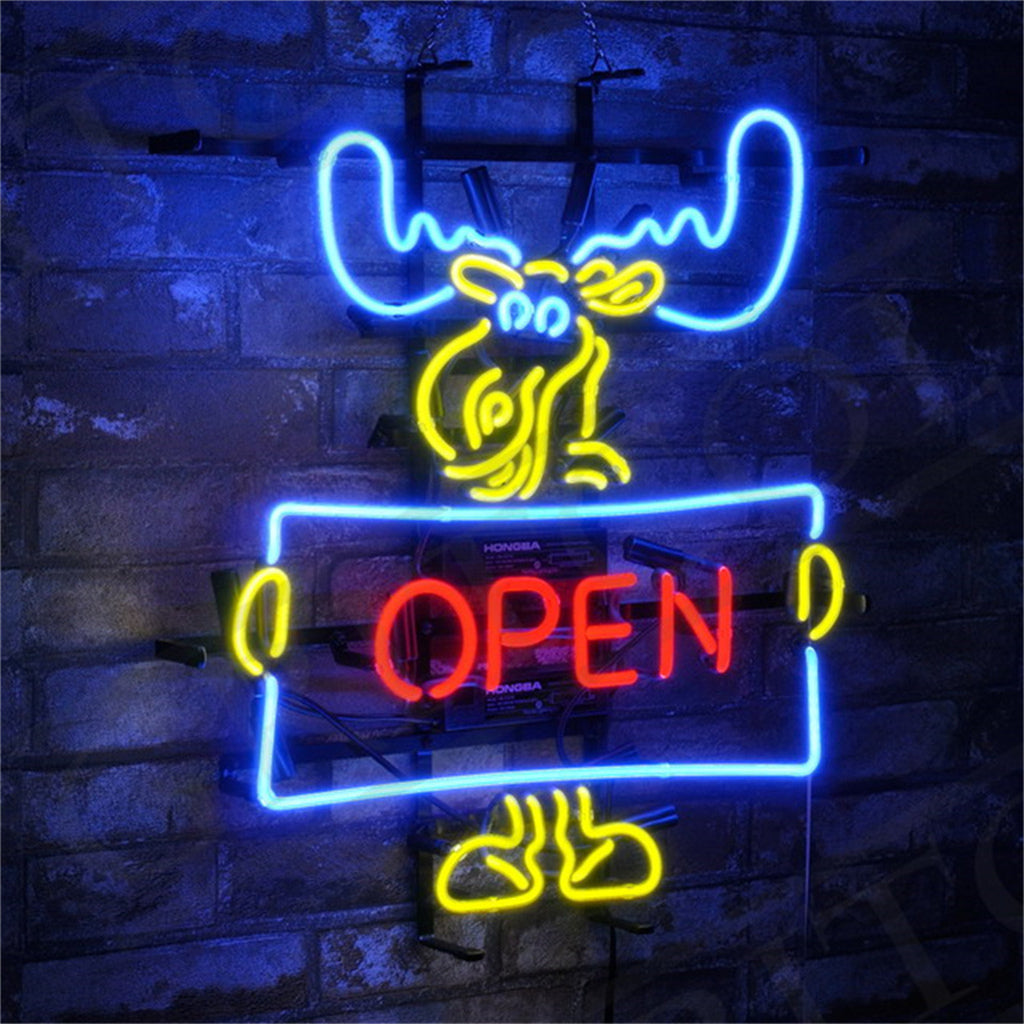 Christmas Elk Deer Open Neon Signs Light