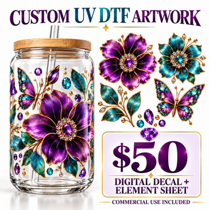 InHouse Crafted UV DTF Digital Artwork Digital Design by our own Artists